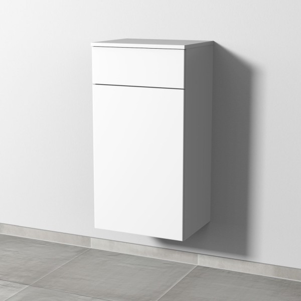 Sanipa 3way Mittelschrank mit 1 Auszug und 1 Wäschekorbklappe, Weiß-Soft, SM15443