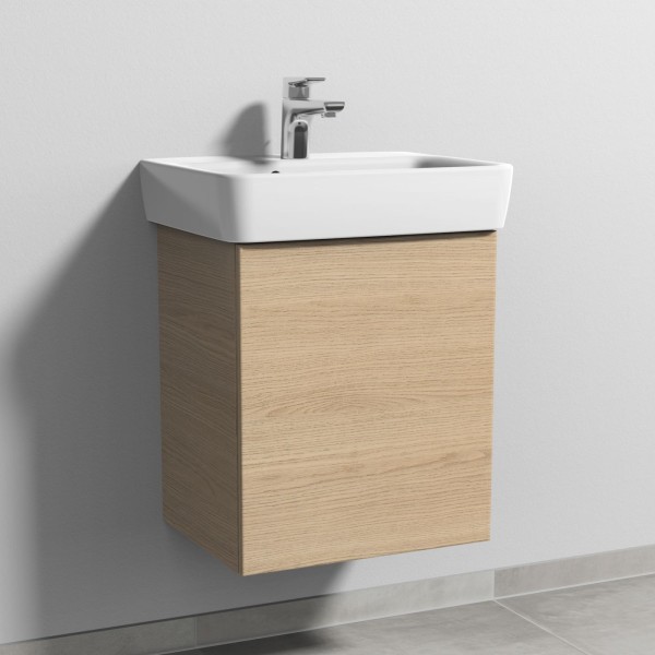 Sanipa 3way Waschtischunterbau zu Geberit Renova Plan Waschtisch mit 1 Tür, Eiche-Nordic