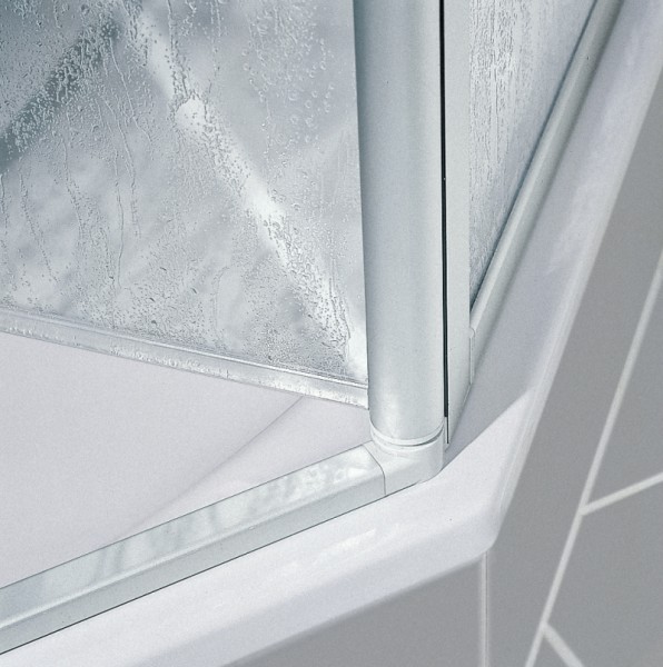 Kermi Eck-Halbteil rechts Nova 2000 ESR 0750x1750, weiss, Kunstglas Kerolan Fontana