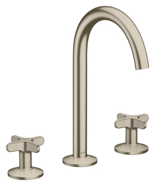 Hansgrohe 3-Loch Waschtischarmatur AXOR One 170 Kreuzgriff Push-Open Ablaufgarn. brushed nickel, 48