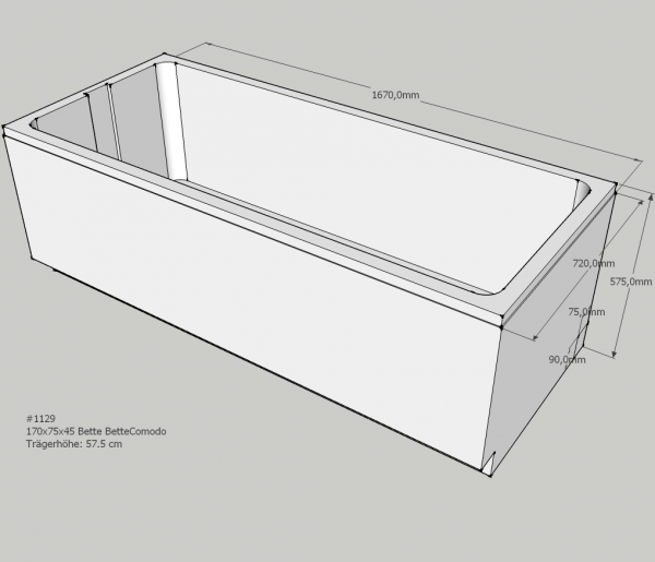 Neuesbad Wannenträger für Bette Comodo 1700x750