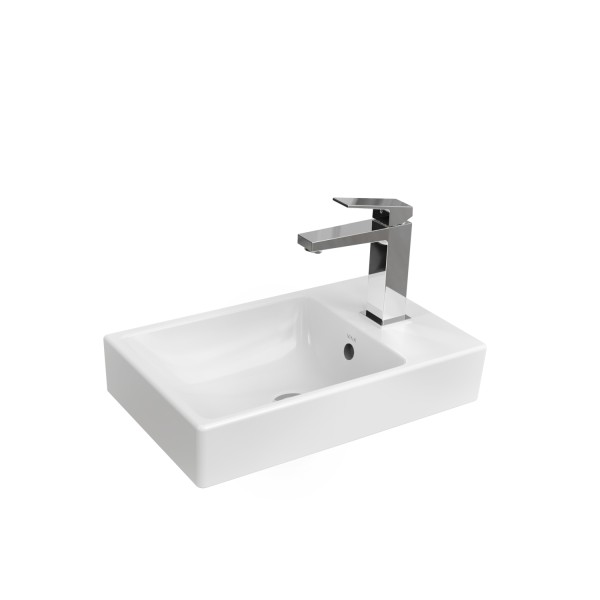 VitrA New Integra Square Handwaschbecken unterbaufähig asymmetrisch Weiß Hochglanz,7892B003-0029