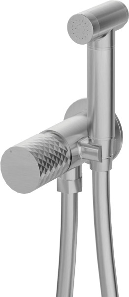 Neuesbad Serie 600 Hexa Unterputz Bidetarmatur mit Bidet-Handbrause, edelstahl gebürstet