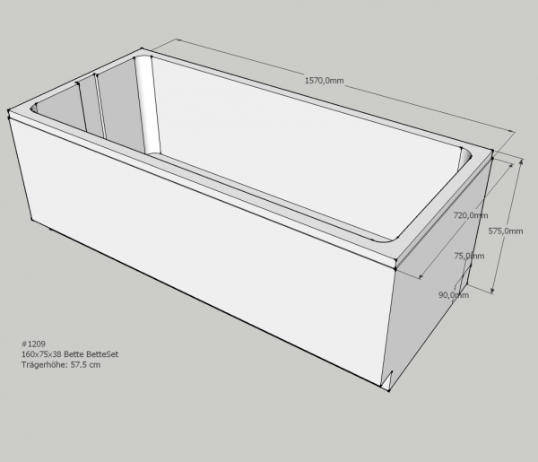 Neuesbad Wannenträger für Bette Set 160x75