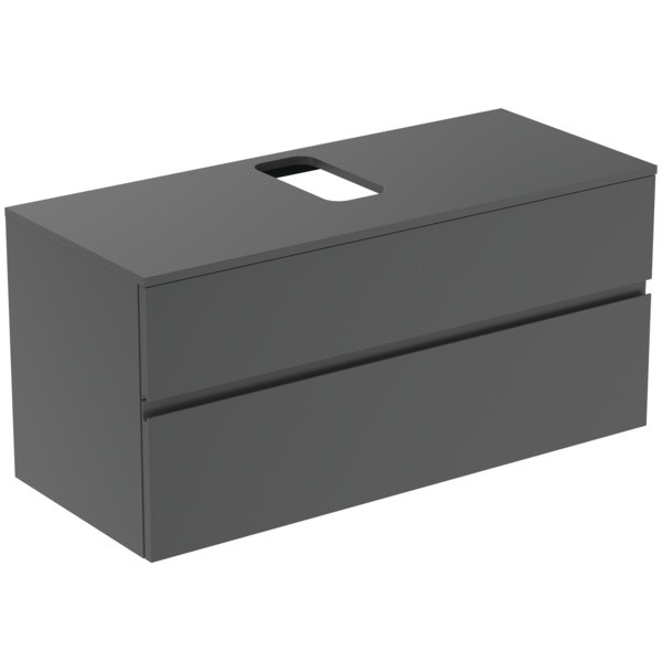 Ideal Standard Waschtischunterschrank Finesse Aussch.mitte 1202x505x558mm 2 Auszüge Anthrazit matt,