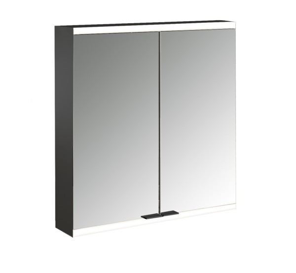 emco LED-Lichtspiegelschrank prime 2 Facelift Aufputz, 600 mm, 2-türig, IP 20, schwarz Rückwand vers
