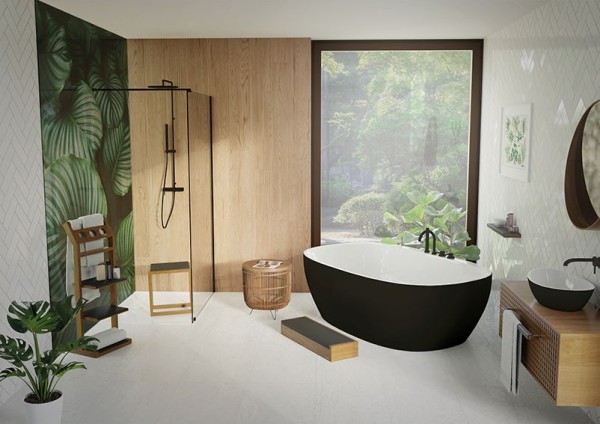 Hoesch Badewanne iSensi Oval 1900x900 Monolith Befüllung Weiß, BiColor Weiß-Schwarz, 3894.111