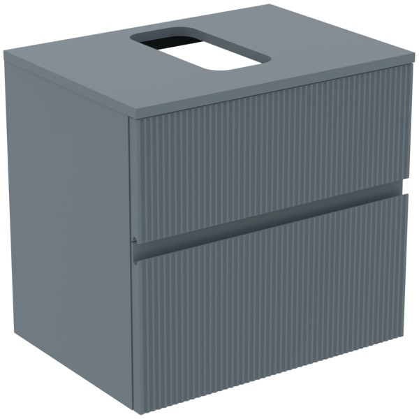 Ideal Standard Waschtischunterschrank Finesse Ausschnitt r/l 602x440x558mm 2 Auszüge Aschblau matt,