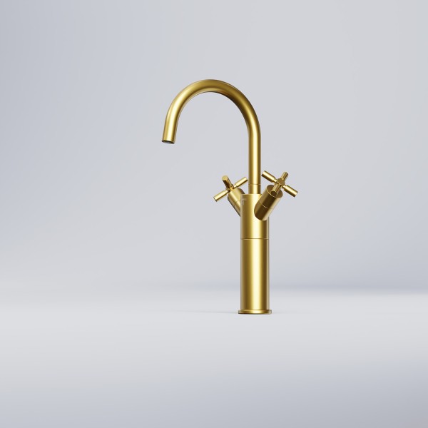 Steinberg Waschtisch-Zweigriffarmatur verlängert, brushed gold, 250 1550 BG
