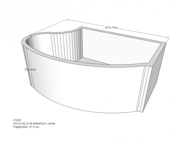 Neuesbad Wannenträger für Bette Pool I 161x102 re