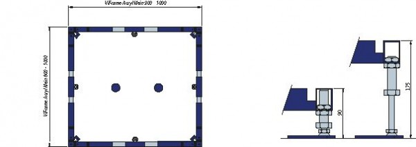 Villeroy & Boch ViFrame Rahmen kl. DWn (bis 1000mm) Keram od. Acryl 2 Füsse 400x820x100mm