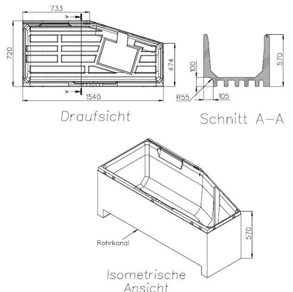 Neuesbad Wannenträger für Kaldewei Mini/Mini Star Nr.832/833 157x75 li