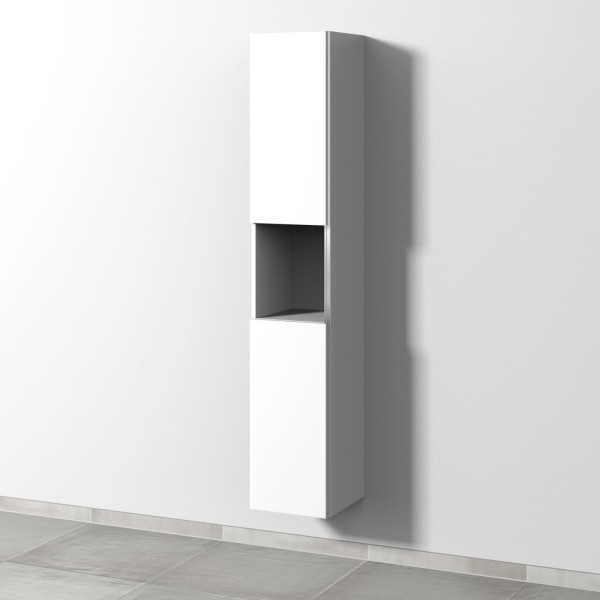 Sanipa 3way Hochschrank mit 2 Türen und 1 offenem Fach, Weiß-Soft