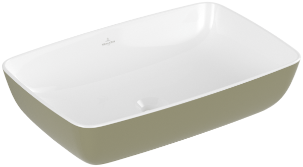Villeroy & Boch Artis Aufsatzwaschbecken, 585 x 385 x 150 mm, Sage Green, ohne Überlauf, ungeschliff