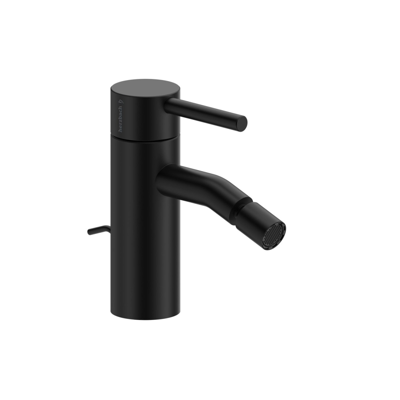 Herzbach DEEP BLACK Bidet-Einlochbatterie mit Zugstangen-Ablaufgarnitur Schwarz matt, 18.023360.1.12 18.023360.1.12