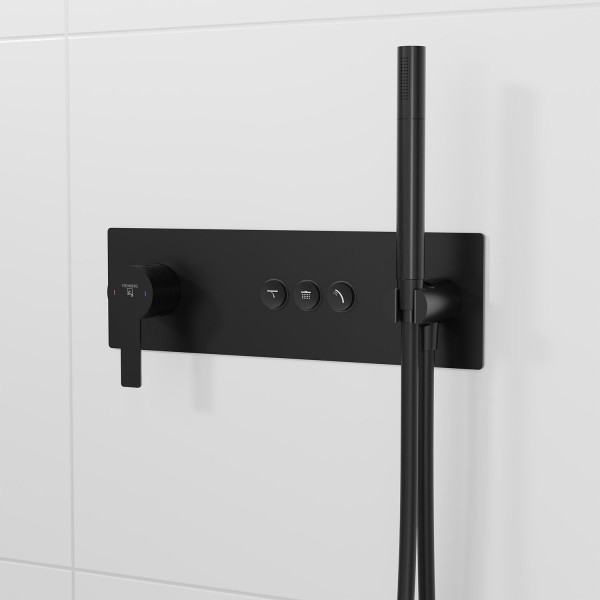 Steinberg Unterputz-Einhebelmischer, mit pushtronic, für 3 Verbraucher, schwarz matt, 39022322S