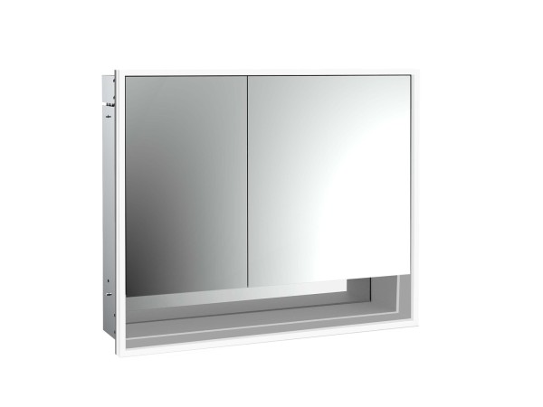 emco LED-Lichtspiegelschrank Loft mit Unterfach Unterputz, 800 mm, 2-türig, breite Tür rechts Rückwa