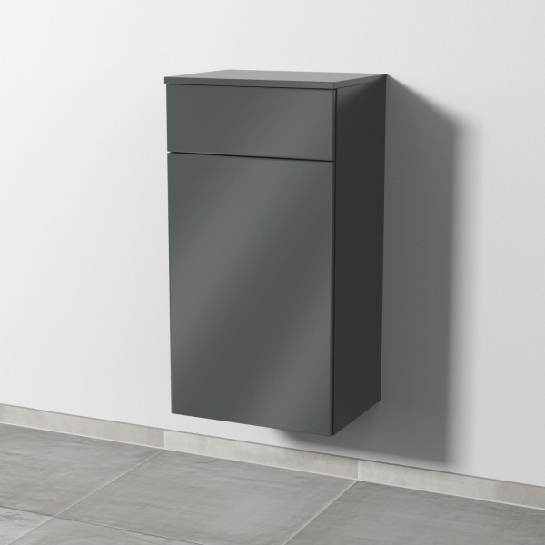 Sanipa 3way Mittelschrank mit 1 Auszug und 1 Wäschekorbklappe, Anthrazit-Glanz, SF15479