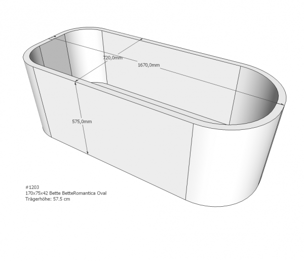 Neuesbad Wannenträger für Bette Romantica 170x75 oval