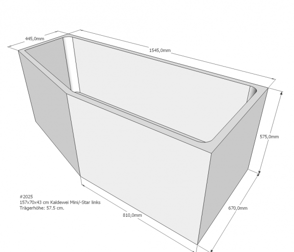 Neuesbad Wannenträger für Kaldewei Mini/Mini Star Nr.836/837 157x70 li