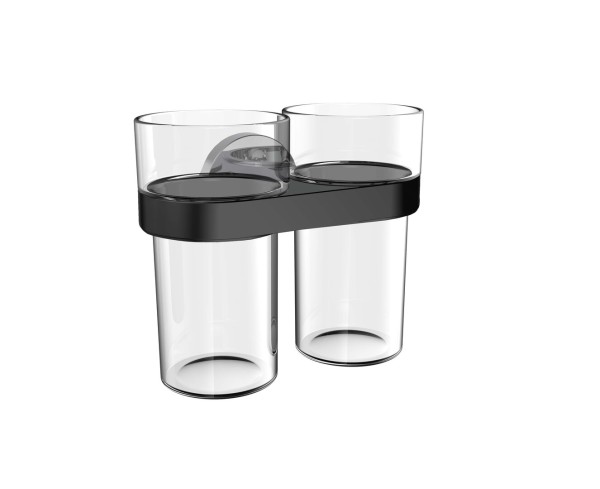 emco round C Doppelglashalter Behälter Kunststoff, schwarz, 432513300