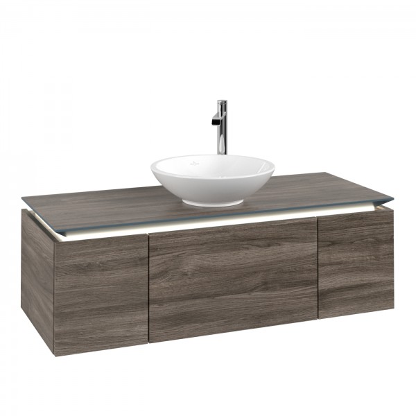 Villeroy & Boch Legato Waschbeckenunterschrank, mit Beleuchtung, 3 Auszüge, 1200 x 380 x 500 mm, Sto