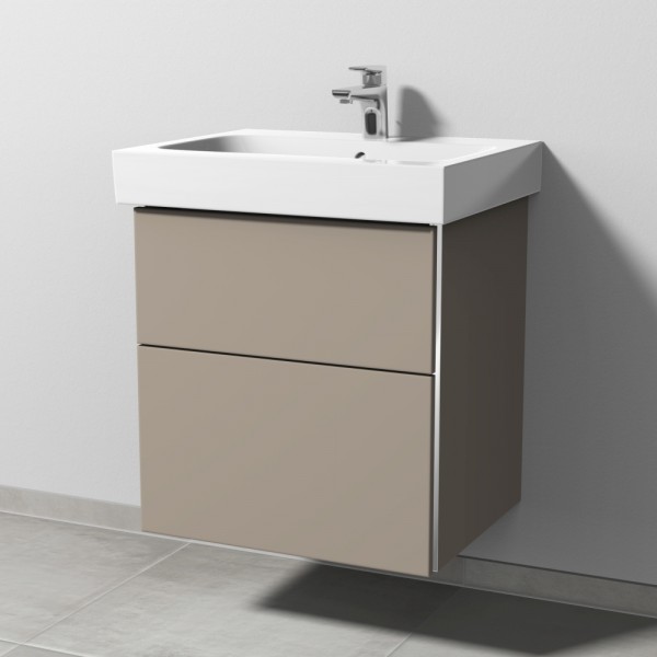 Sanipa 3way Waschtischunterbau zu Geberit iCon Waschtisch mit 2 Auszügen, Sandgrau-Matt