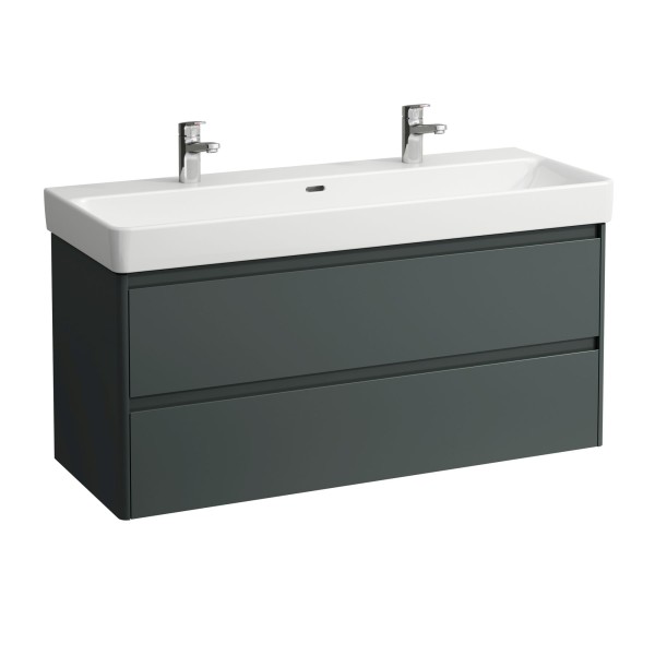 LAUFEN Waschtischunterschrank BASE 2.0 446x1168x515 2 Schubladen mit Griffmulde H814965 verkehrsgrau