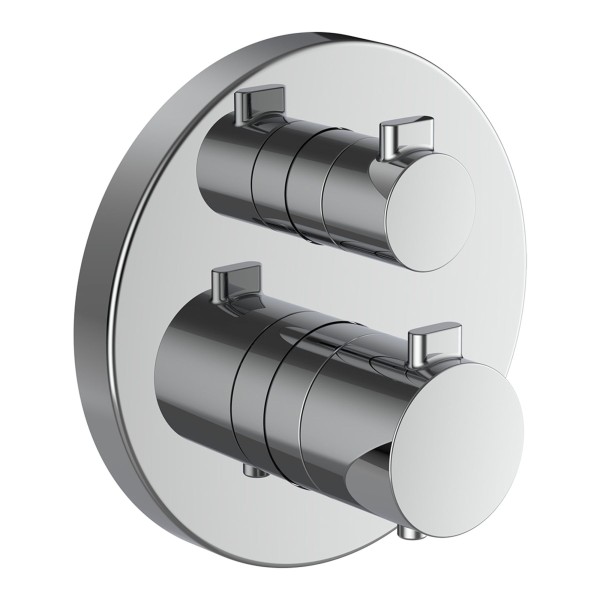 LAUFEN 2-Griff-Wannenthermostat, Unterputz, MEDA, mit Rohrunterbrecher, 2 Mischwasserabgänge, chrom
