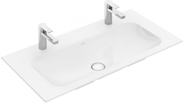 Villeroy & Boch Schrankwaschtisch Finion 4164 1000x500mm Hahnlöcher dgest o ÜL eck Weiß Alpin C+, 41