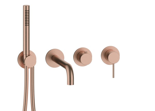 Herzbach MODUL7 Hebelmischer-Farbset 2 Verbraucher Auslauf Copper Steel, 70.702012.1.39