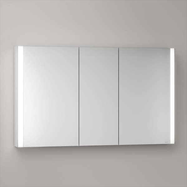 KEUCO Royal Atlas LED Spiegelschrank 120 x 71 x 12,7 cm mit 3 Türen, Spiegelheizung, Aufputz