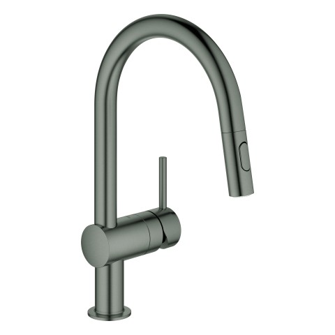 GROHE EH-Spültischbatterie Minta 32321 C-Auslauf Spülbrause hard graphite geb., 32321AL2