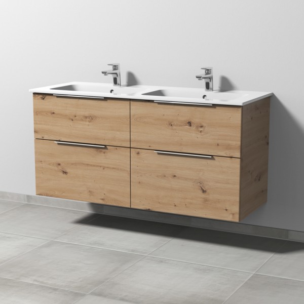 Sanipa 3way Waschtischunterbau zu Duravit ME by Starck Waschtisch mit 4 Auszügen, Eiche Natural-Touc