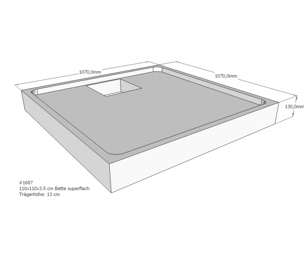 Neuesbad Wannenträger für Bette superflach 110x110x3,5