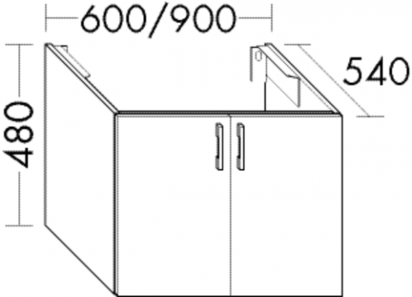 Burgbad Waschtischunterschrank Sys30 PG2 Echo 480x700x540 Weiß Hochglanz, WTU0770461