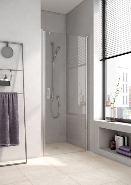 Kermi Pendeltür Liga 1WR 1050x1850, silber hochglanz, ESG klar mit KermiClean, LI1WR10518VPK