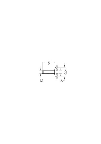 VitrA Universal Deckenarm für Duschkopf Länge 10 cm mit Anschluss G 1/2" Schwarz Hochglanz,A4564939