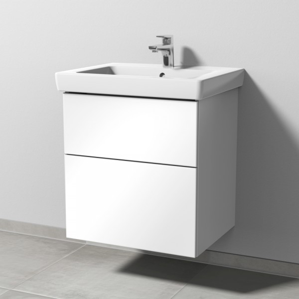 Sanipa 3way Waschtischunterbau zu Villeroy & Boch Subway 2.0 Waschtisch mit 2 Auszügen, Weiß-Glanz