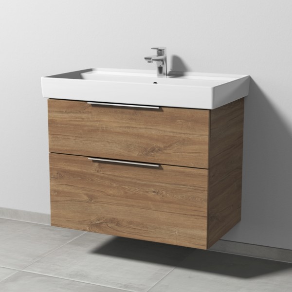 Sanipa 3way Waschtischunterbau zu Villeroy & Boch Collaro Waschtisch mit 2 Auszügen, Eiche-Kansas