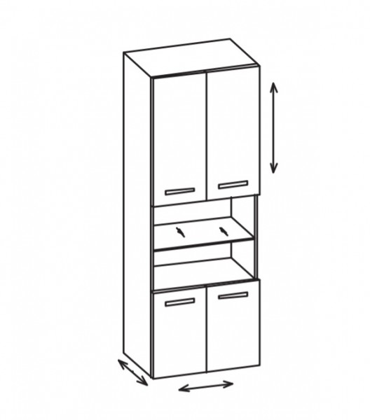 Artiqua 400 Variabler Midischrank, Anthrazit Glanz, 400-MVT-3-60-7065-51
