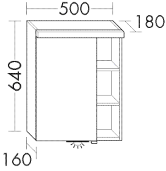 Burgbad Spiegelschrank Orell Acryl-LM 640x500x162 Weiß Hochglanz, SPGI050LF1690