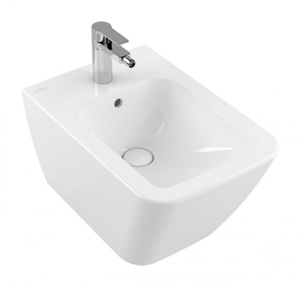 Villeroy & Boch Bidet Finion 4465 375x560mm mit Überlauf wandhängend Stone White CeramicPlus, 446500