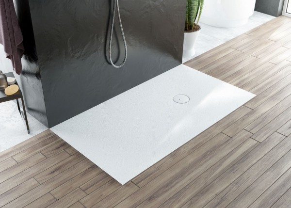 Hoesch Duschwanne Nias geschnitten, 900x800x30 strukturierte Oberfläche, Schiefergrau, 4551CxA.715