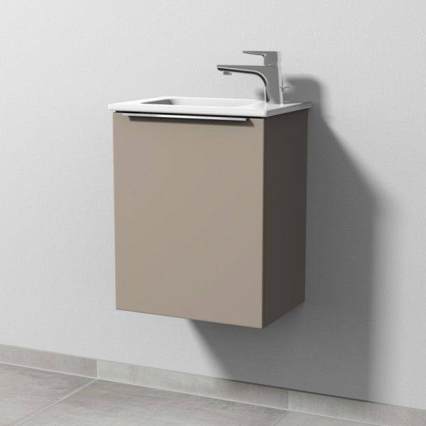 Sanipa 3way Waschtischunterbau zu Duravit ME by Starck Waschtisch mit 1 Tür, Sandgrau-Matt