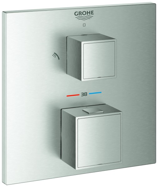 GROHE THM-Brausebatterie Grohtherm Cube 24154 FMS für 35600 2-W-Umst. supersteel, 24154DC0