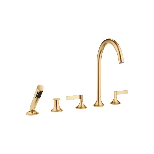 Dornbracht Wannen-Fünflochbatterie für Wannenrandmontage VAIA 27522819 Messing gebürstet (23kt Gold)
