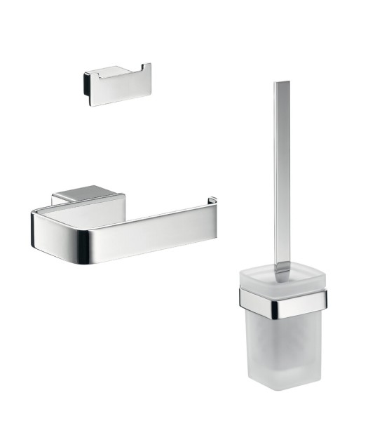 emco Loft Starter Set, chrom Papierhalter o.D, Bürstengarnitur,Doppelhaken,059800102