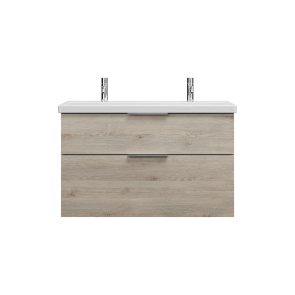 Burgbad Keramik Waschtisch-Set Eqio Eiche Dekor Flanelle/Alpinweiss, SEYR103F2632C0001