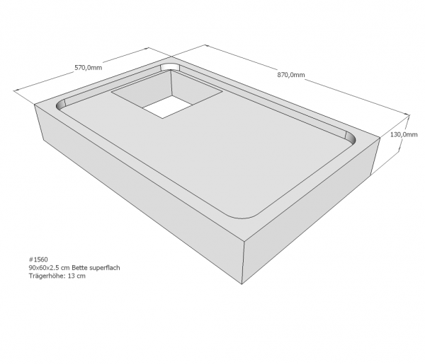 Neuesbad Wannenträger für Bette superflach 60x90x3,5